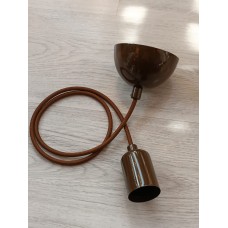 E27 KAHVERENGİ RENK DUY  KILIFLI 1 METRE KUMAŞ KABLOLU TAVAN KANCA ROZANSLI SARKIT TESİSAT